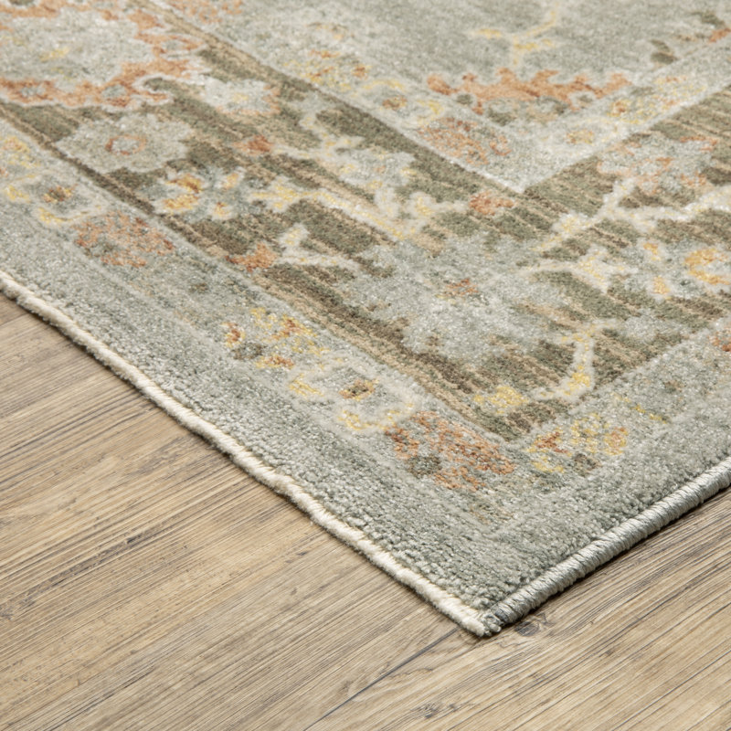 Kulas Vintage Floral Blue/ Multi Area Rug, Rectangle 5'3" x 7'9"