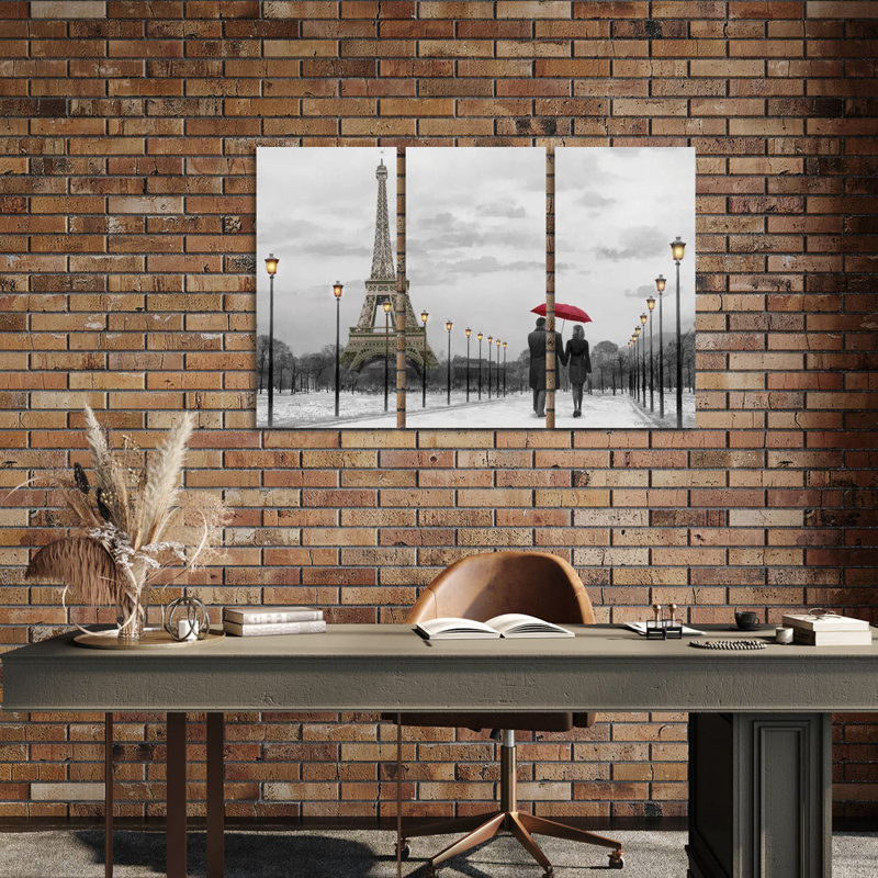 Paris Red Umbrella by Chris Consani - No Frame Gallery-Wrapped Canvas Giclée on Canvas, 101.6cm H x 152.4cm W x 1.91cm D