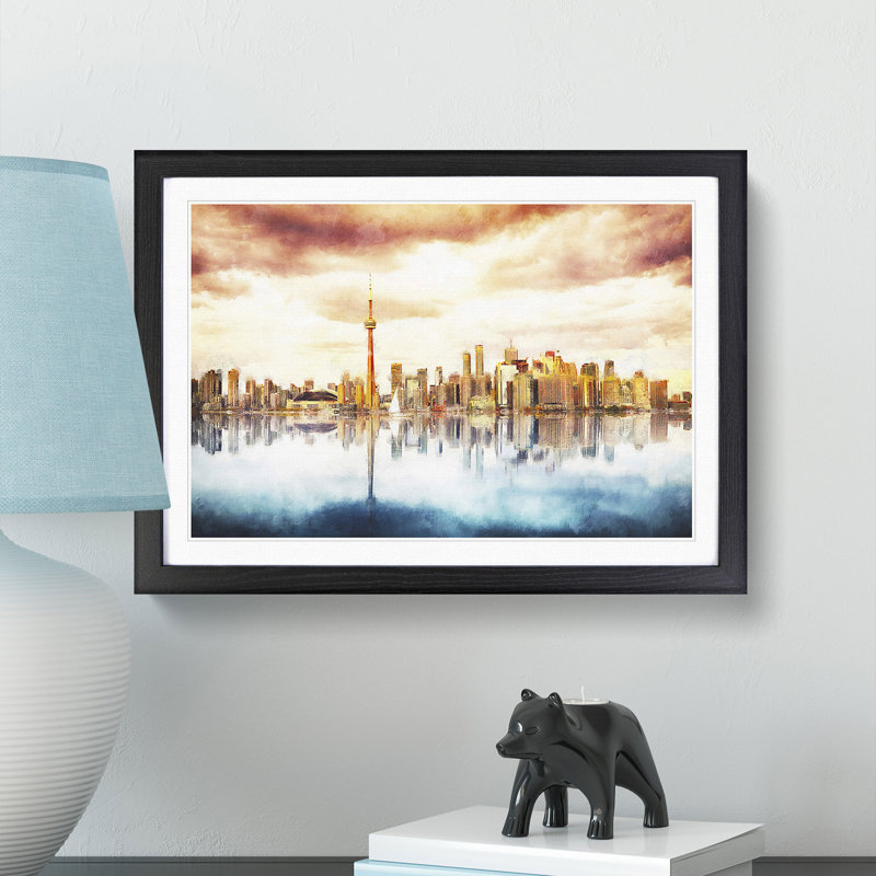 Reflection of the Toronto Skyline - Framed Print, 24cm H x 33cm W x 2cm D, Black Framed