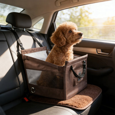 Siège d'auto pour chien avec sangle de sécurité pour voiture, 18,11 x 17,72 x 18,9 pouces, gris