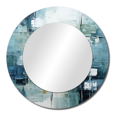 Birch Woods Whispering Winds VI – Rustic Round Wall Mirror, Metal Print