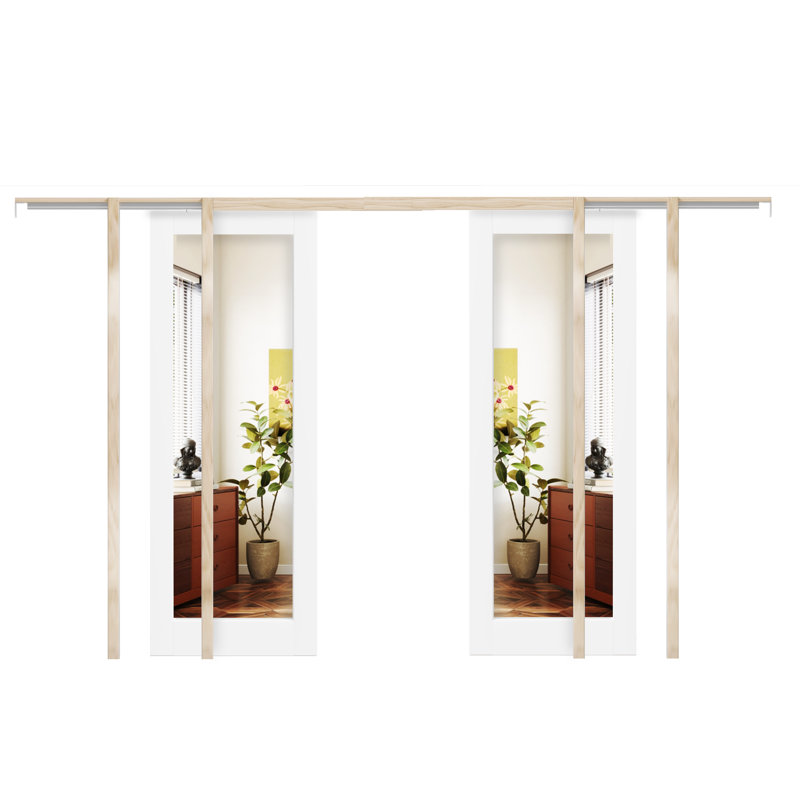 1 porte intérieure en bois massif à surface miroir avec quincaillerie incluse, 2 portes, 60 po x 80 po
