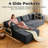 105" Boneless L-Shape Sectional, 3 Seat Oversized Couch with Corduroy Fabric for Living Room, No Assembly Required, Black-317436439