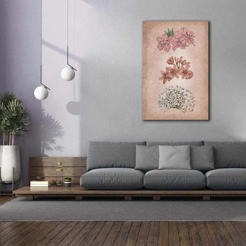 «Epic Graffiti» «Vintage Flowers Pink» par Art Licensing Studio, art mural sur toile, 40 po x 60 po