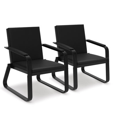 Stackable Faux Leather Seat Waiting Room Chair With Metal Frame