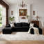 Ensemble fauteuil d'appoint et repose-pieds compressés, fauteuil moderne à assise profonde avec ressorts ensachés et coussin assorti, noir-131180595