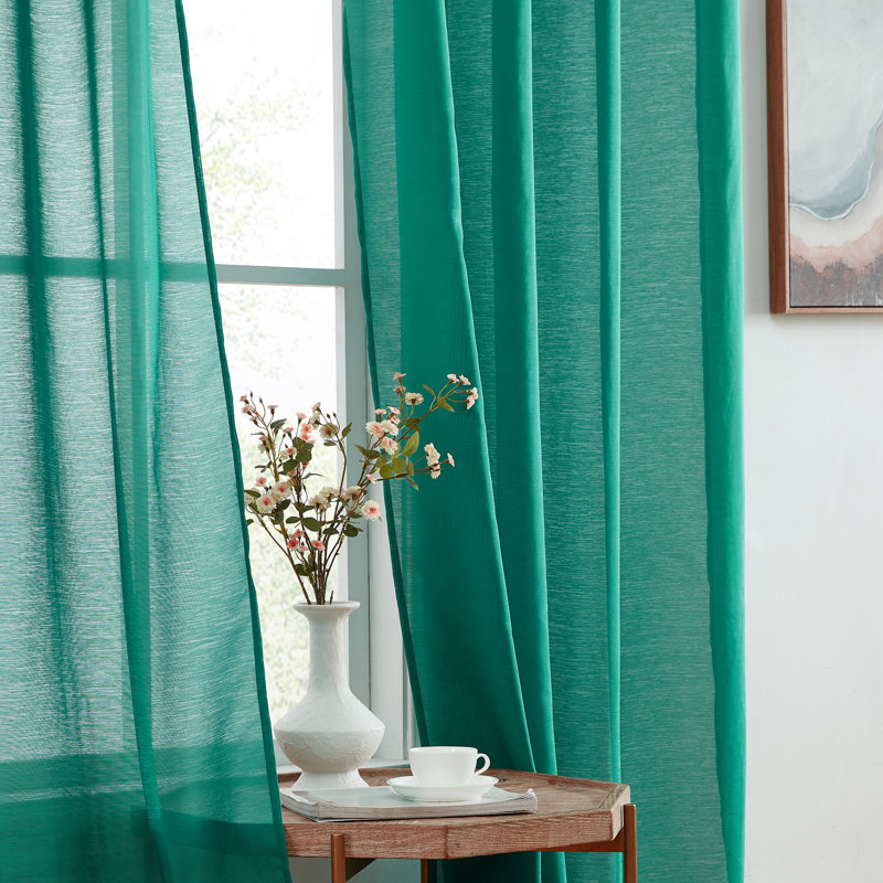 Carmille Semi-Sheer Grommet Curtain Panels, 54" W x 84" L, Gray Teal Blue