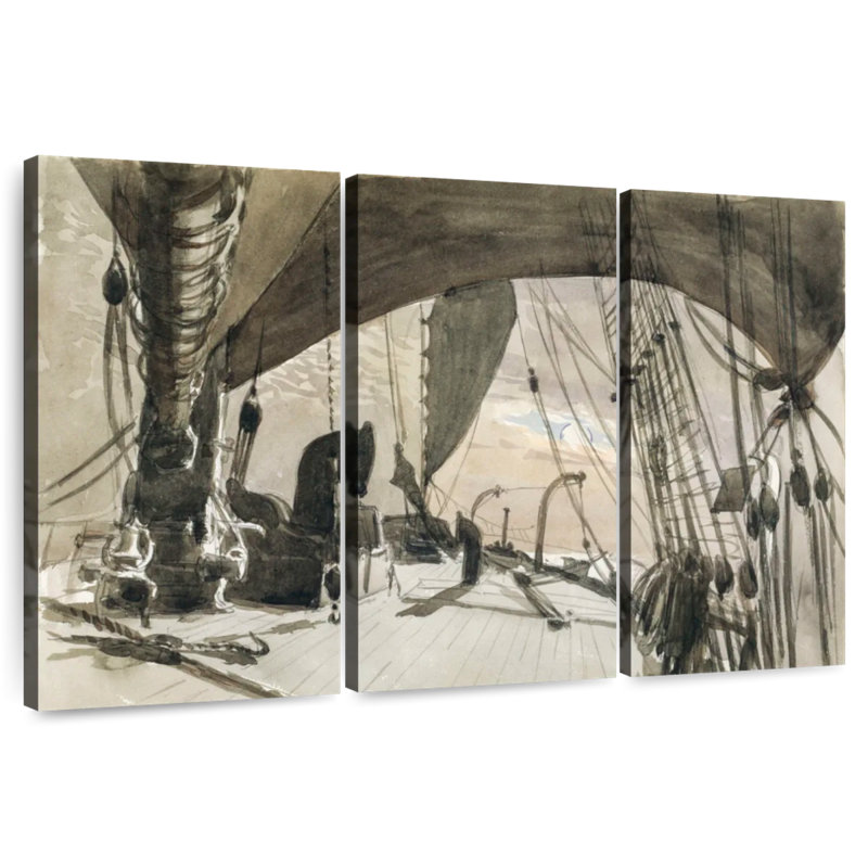 Mehar Deck Of Ship In Moonlight 1876, 24" H x 38" W