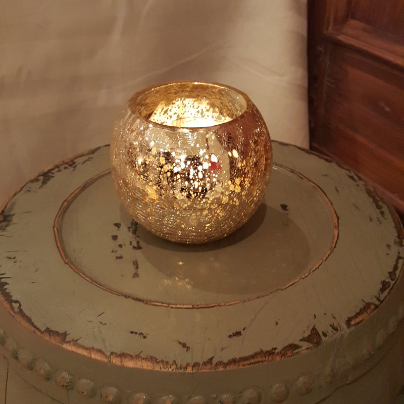 Parisian Large Glass Votive Candle Holder, Gold