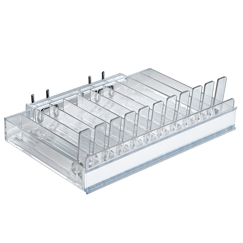 Clear Acrylic 11-Compartment Pusher Tray Set with U-Hooks