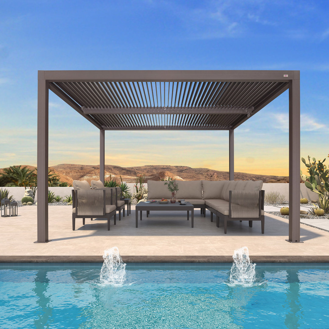 Louvered Pergola Outdoor Aluminum Pergola with Adjustable Roof for Deck Backyard Hardtop Gazebo Purple Leaf