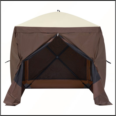 Tente pour abri de jardin 6 x 6 pi avec 4 toiles d'intimité amovibles et fenêtres en filet