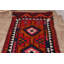 Tapis de couloir kilim turc authentique authentique rouge avec motif géométrique et rayé unique