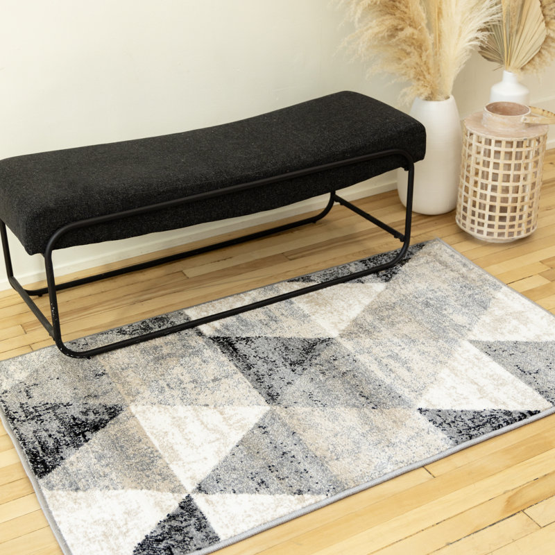 Tapis intérieur crème / brun / noir Asimina, Rectangle 2 pi 8 po x 4 pi 3 po