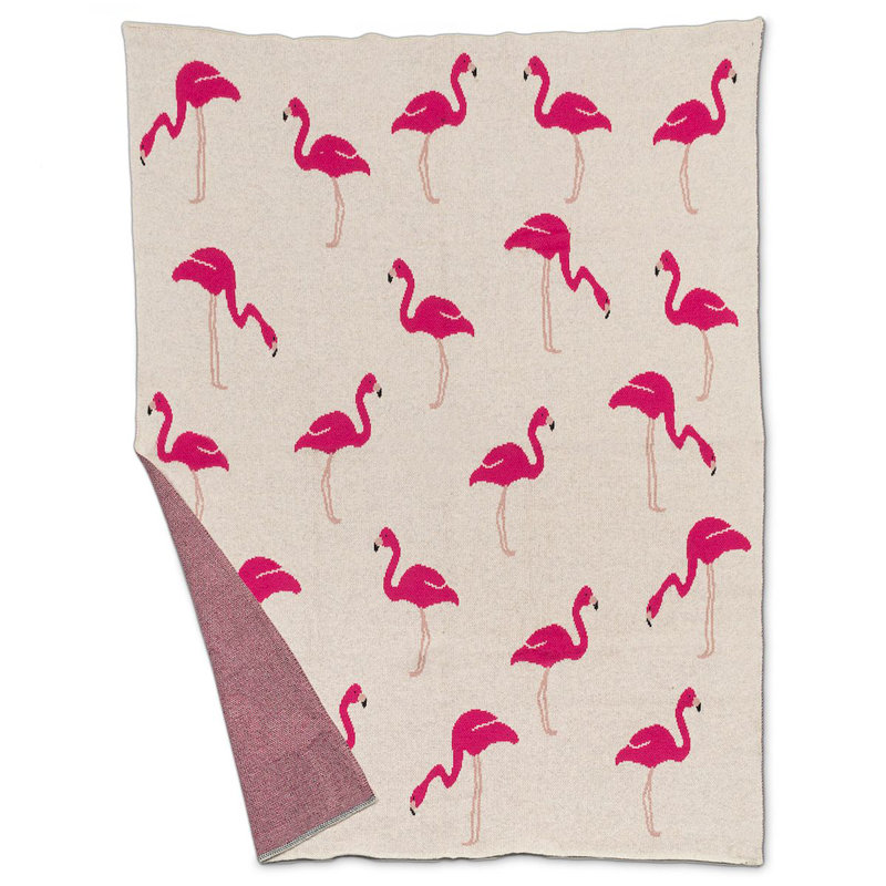 Jeté 100% coton Flamingo