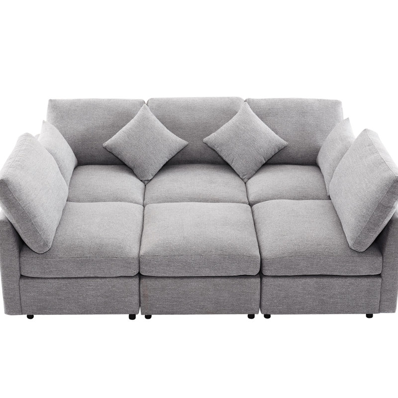 Canapé modulaire gris avec siège mobile et ressorts ensachés 85,4 po