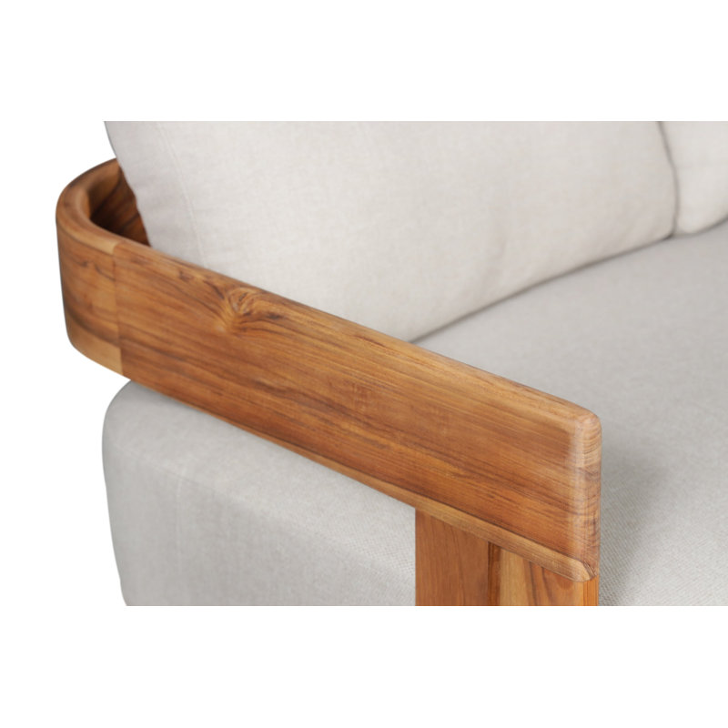 Canapé d'extérieur avec coussins Ezryn, Naturel, Gris