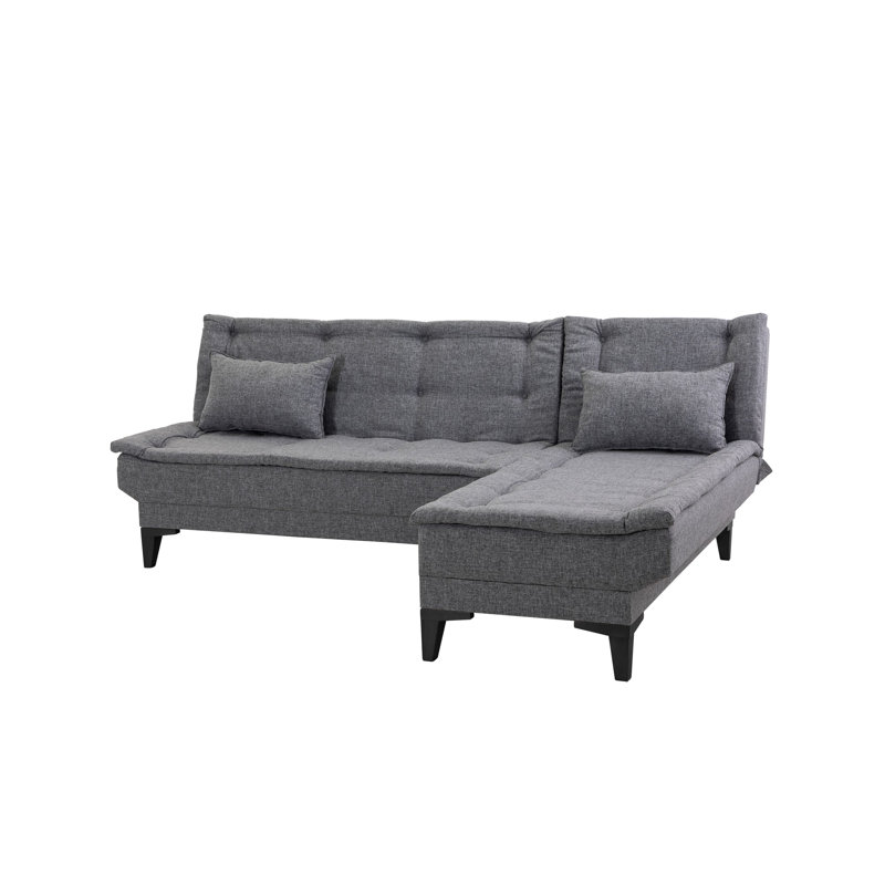 Canapé modulaire d'angle rembourré 88,6 po Sky, 100 % lin gris foncé