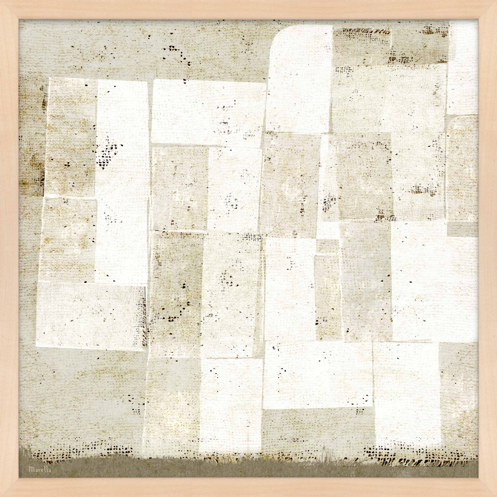 Subtle Patchwork 2 by Marco Marella for Studio M - Framed Wall Art, Paper, 30" H x 30" W, Maple