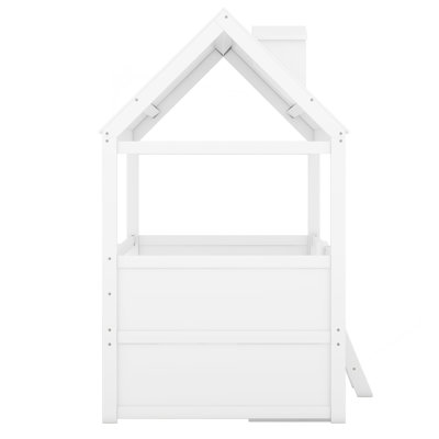 Twin Size Wood Bed House Bed Frame,White