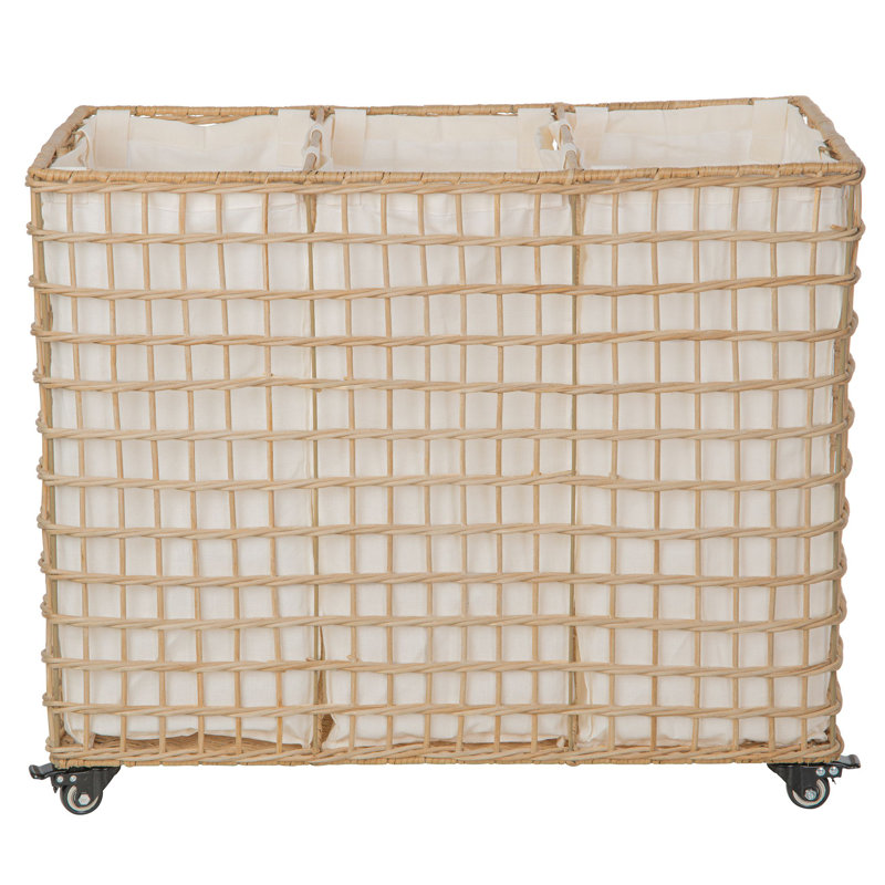 Hand Woven Wicker Laundry Sorter, Natural