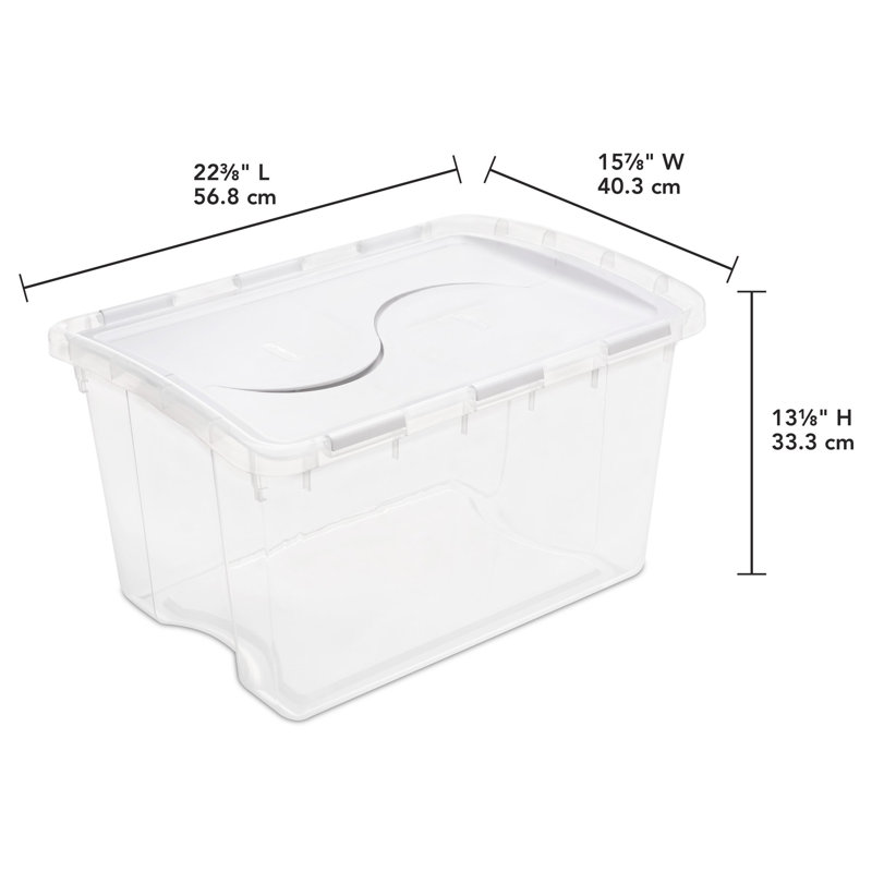 Bac empilable en plastique avec couvercle à charnière 48 qt avec couvercle Sterilite, Paquet de 12