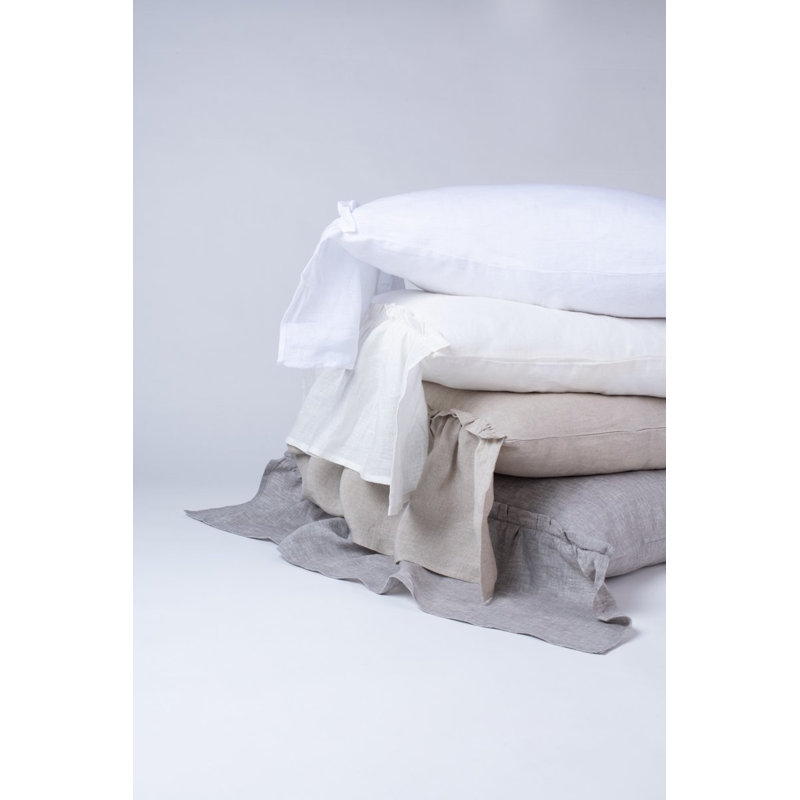  Couvre-oreiller en lin, Euro, Gris clair