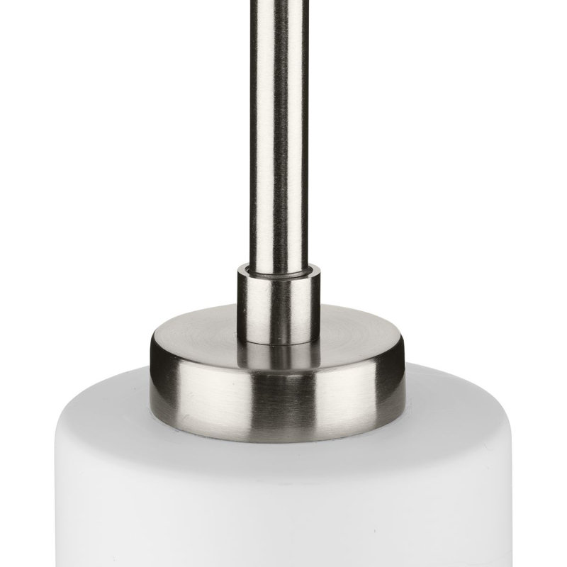 Luminaire suspendu cylindrique à 1 lumière Cortny, Nickel brossé, Blanc