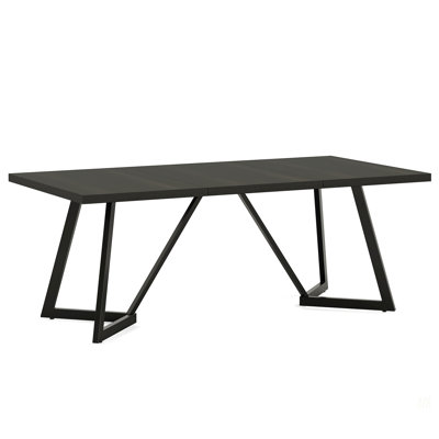 71" Large Dining Table For 6-8 People, Modern Rectangular Kitchen & Dinner Table With Heavy-Duty Metal Frame, Versatile Home & Office Furniture, Black