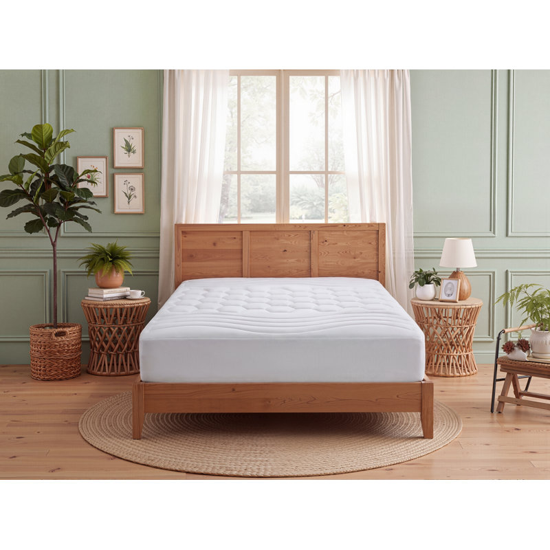 Bedsure Mattress Pad - Quilted Fitted Mattress Topper Protector, Noiseless Breathable Bed Cover Padded, Queen, White