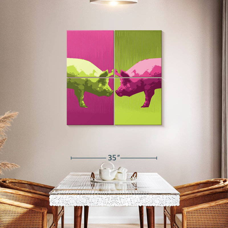 Brampt Neon Pigs, 38" H x 38" W