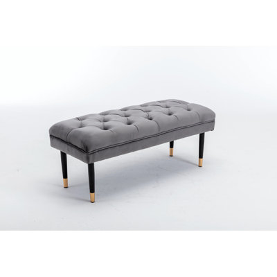 Modern Velvet Button Upholstered Ottoman -  Everly Quinn, 816F5EE7501F423D82F3C6925DA6A4C1