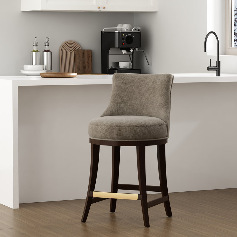 Tabouret de bar en chenille Lucia, Tabouret de bar (siège d'une hauteur de 29,4 po), Naturel, 1