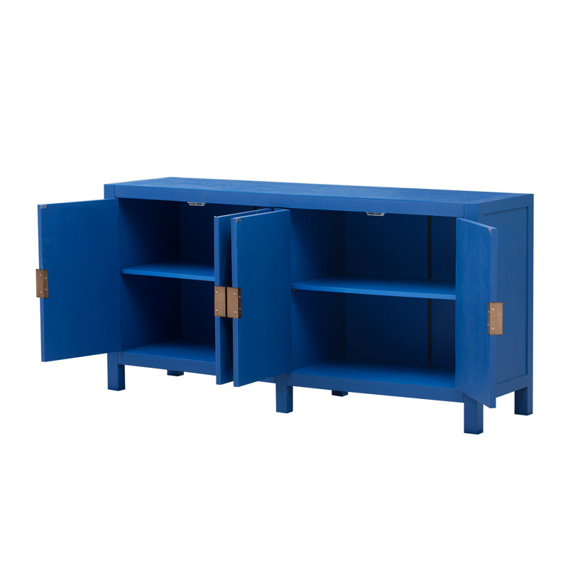 Unique Features of Ash Veneer Cabinet with Radiating Line Pattern Cabinet Doors, Navy Blue