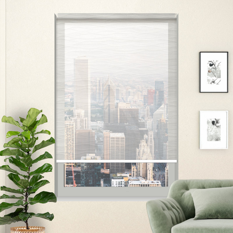 Abat-jour ondulé contemporain, L 79 po x L 84 po, Blanc