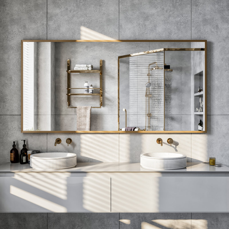 Miroir rectangulaire en métal noir 24 "x 30" Eviva, Doré, 30 po x 60 po