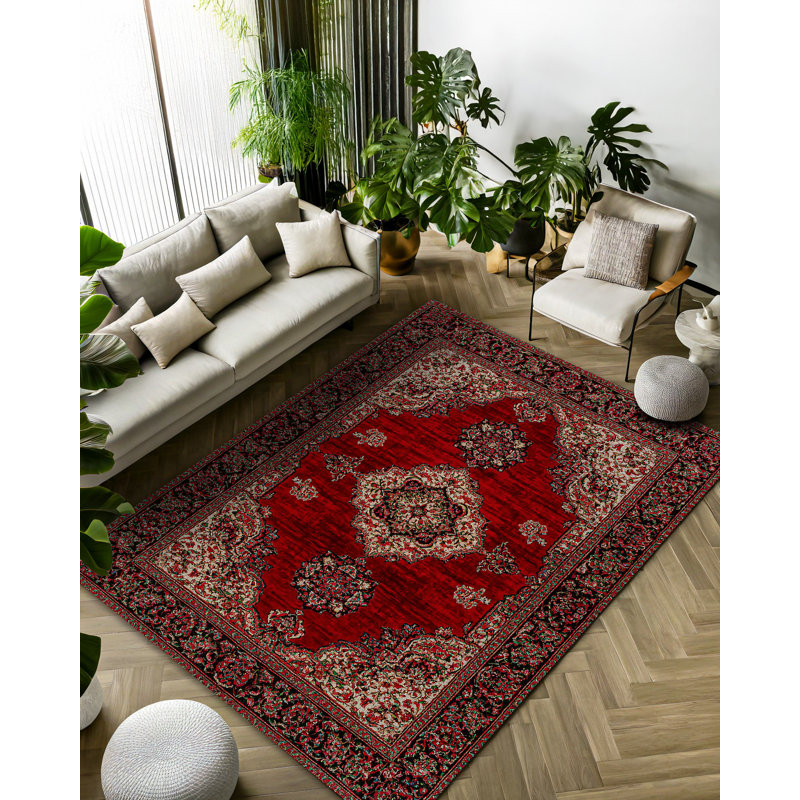 Tapis en coton imprimé chenille Guria, Rectangle 3 pi 4 po x 6 pi 7 po