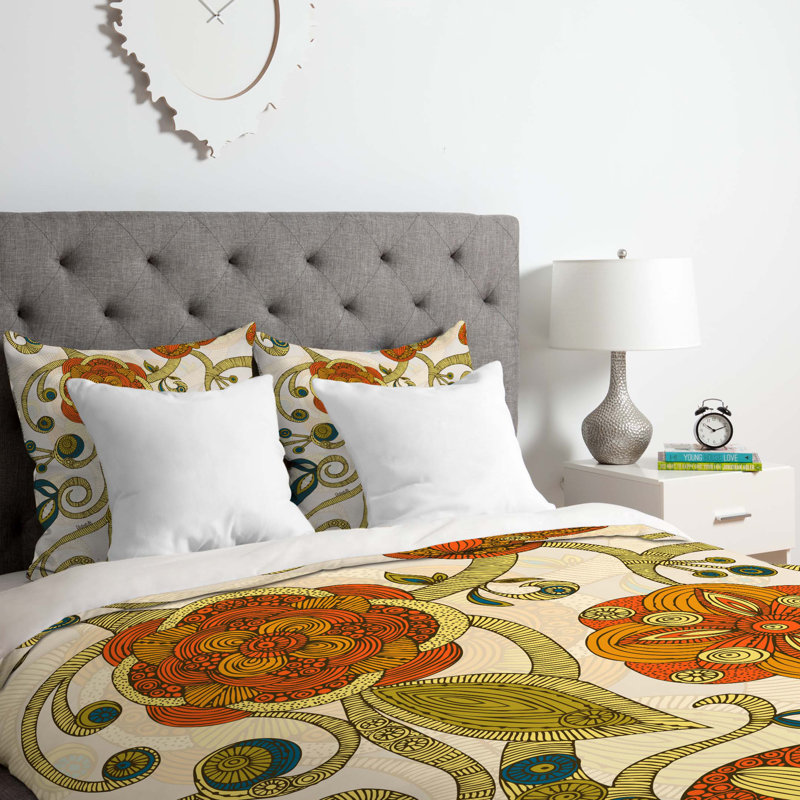 Ensemble de housse de couette fleurs, Housse de couette simple / simple TG et 1 taie dé
