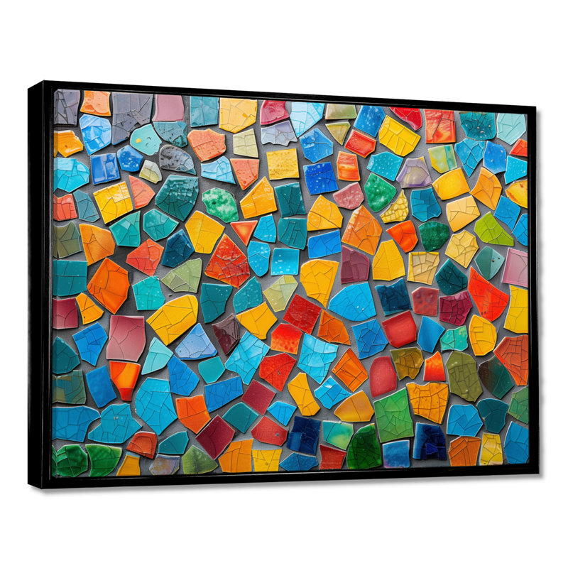Carreaux de mosaïque colorés, beauté IV - Boho, Cadre flottant noir, H 12 po x l 20 po