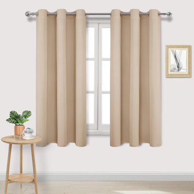 2 Thick Panels Room Darkening Blackout Curtains, Thermal Insulated Block Out Light Grommet Drapes
