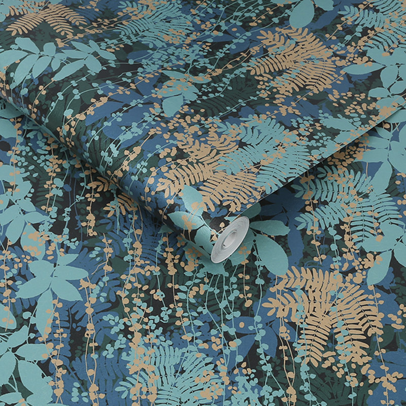 Floral Metallic Wallpaper Roll, Peacock