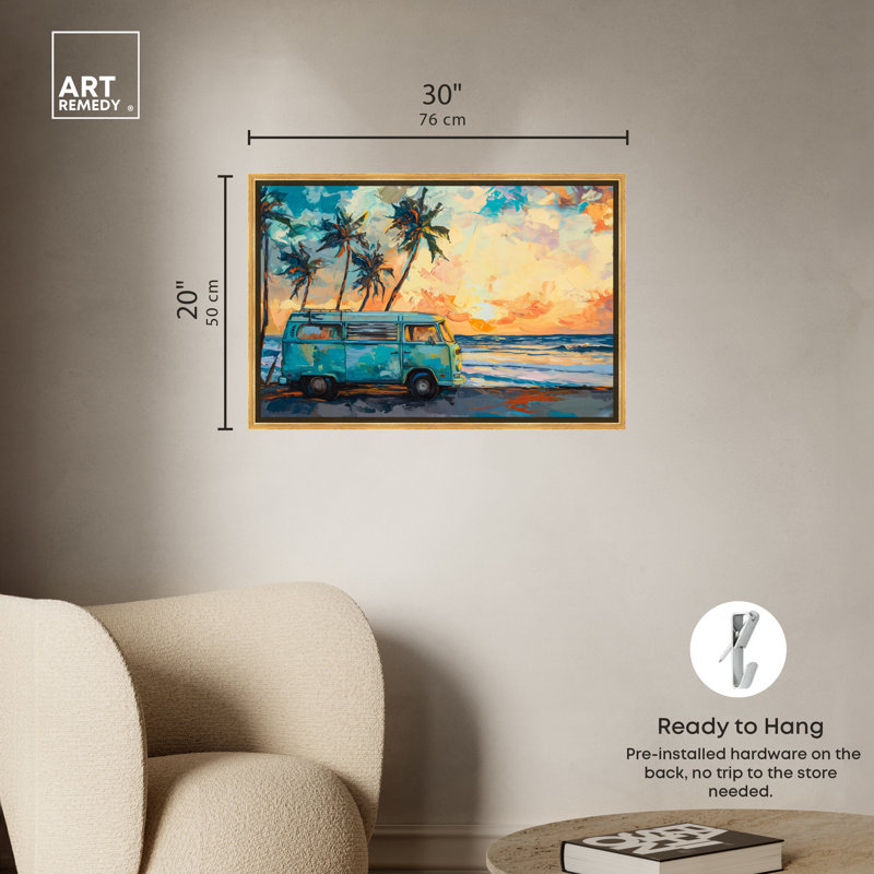 Colorful Coastal Canvas Print with Gold Frame, 31.5" x 21.5"