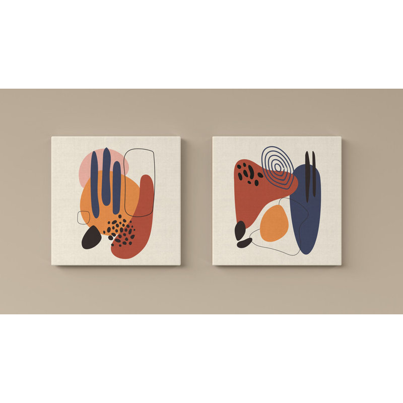 Peintures décoratives élégantes (2 pièces), 12 x 12 pouces | 100% toile avec cadre 100% bois | Parfait pour le salon, la chambre à coucher ou le bureau, ajoute une touche d'élégance et de modernité à tout espace