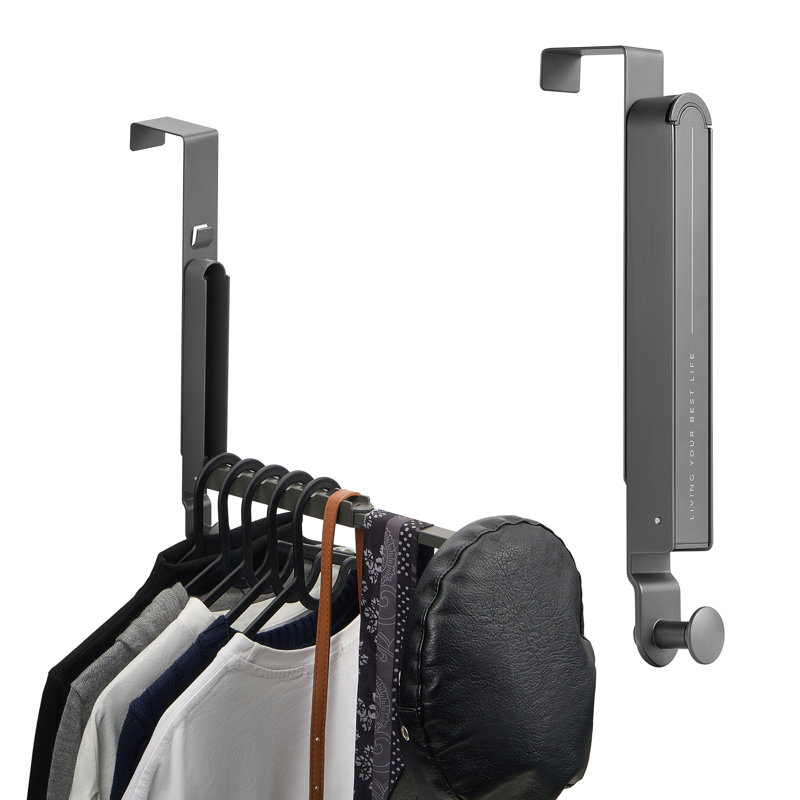 Sorbus Over Door Hanger, Foldable, Heavy-Duty and Space Saving Over Door Organizer Drying Rack, No Tool Assembly (6 Anti-Slip Hooks, Extended Towel Rod) - 2 Pack