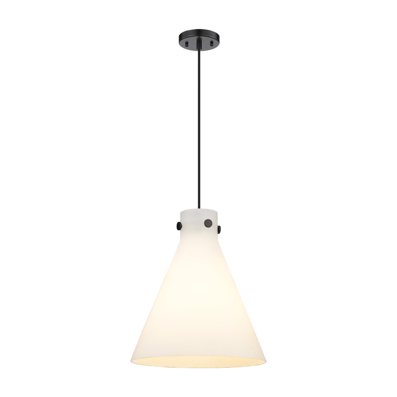 Newton 17.75" Matte Black Glass LED Pendant Light
