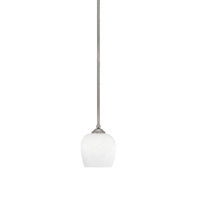 Zilo Stem Hung Mini Pendant Shown In Dark Granite Finish With 6" Glass