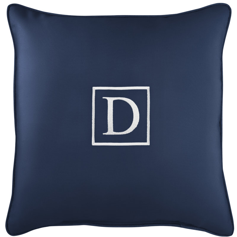 Kettil Embroidered Sunbrella® Outdoor Throw Pillow, Canvas Navy Sunbrella® Canvas, D