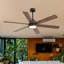 Ventilateurs de plafond de 60 po avec lumières et télécommande, grand ventilateur industriel avec moteur à courant continu réversible à 6 vitesses, ventilateur de plafond avec lumière pour le patio de la chambre à coucher