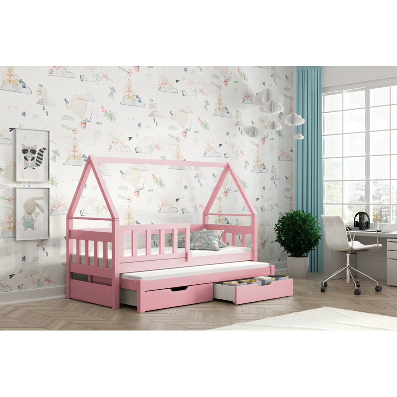 Devin European Toddler (80 X 180cm) Standard with Storage Included with Trundle Included, Pink