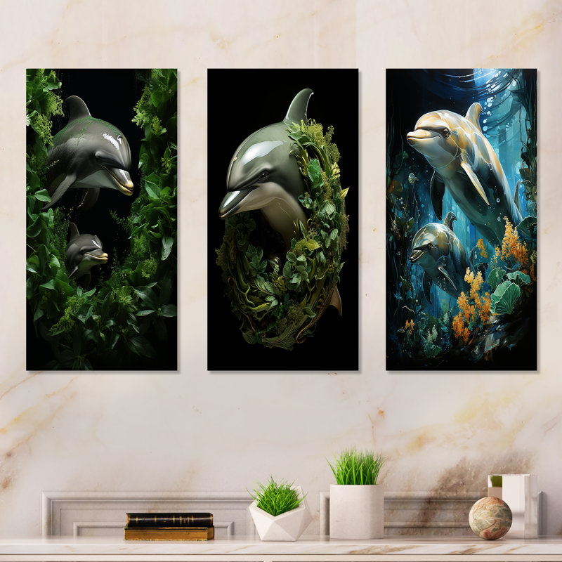 Dolphin Eco Guardians - Ensemble de salon 4 pièces, Toile tendue, H 40 po x l 60 po